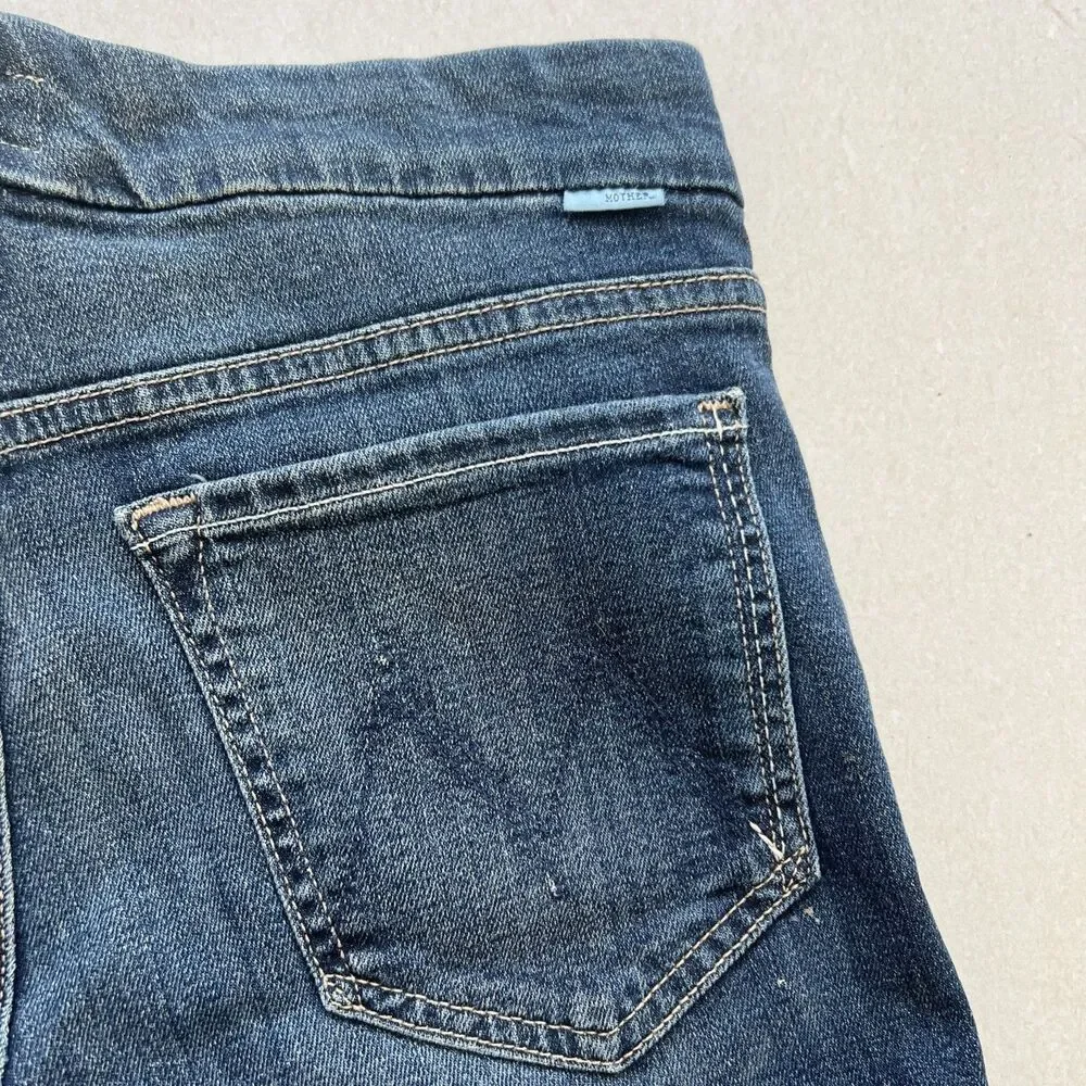 MOTHER Denim The Looker Mid Rise Jeans Size 27 Here Kitty Kitty Dark Blue Wash - Picture 8 of 9